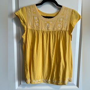 Faded Glory Yellow Embroidered Blouse